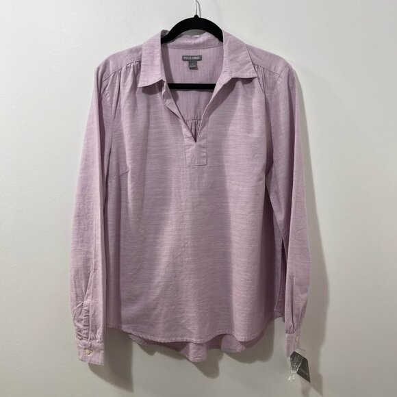 Falls Creek NWT Preppy Purple Long Sleeve Collared Popover [size L] - Picture 1 of 9